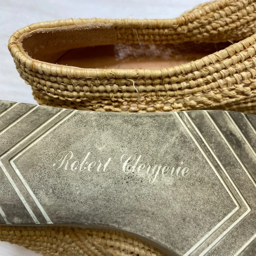 Robert Clergerie Wedge‎ Platform Shoes Womens 6 Beige Lisa Woven Natural Raffia